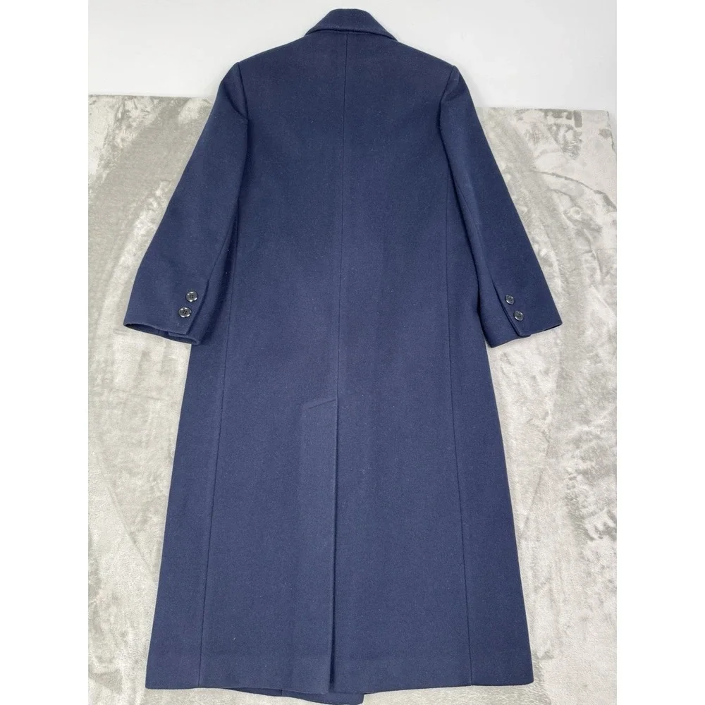 Vintage Loring Long Blue Wool Overcoat Womens 46 XL-XXL Double Breasted USA 80s